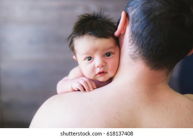 Newborn Baby And Dad