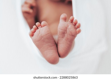 Newborn  baby feet photographed on white background. - Powered by Shutterstock