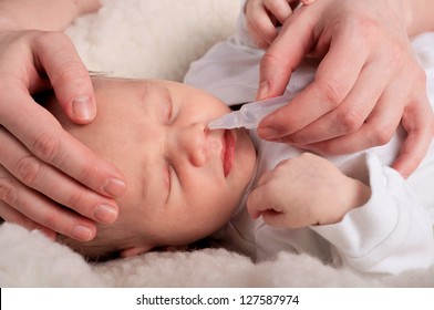 Newborn Baby Gets Nose Drops