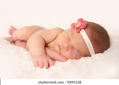 Newborn Baby Girl, Sleeping.