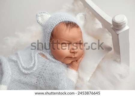 Similar – Closeup  of baby girl with pacifier sleeping