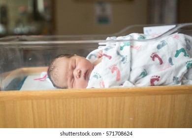 Newborn Baby In Hospital After Being Born And Laying Down