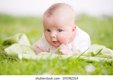 Newborn Baby Laying On Grass Put Stock Photo Edit Now