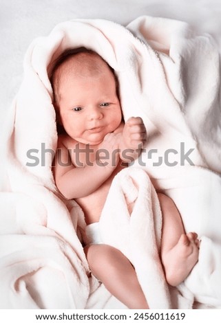 Similar – Image, Stock Photo Baby girl wrapped in a blanket