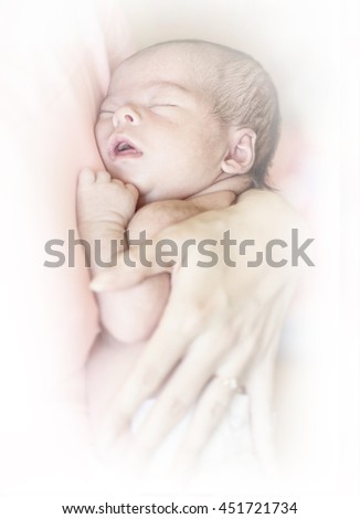 Similar – Baby girl with pompom hat sleeping