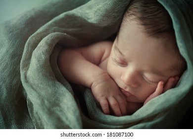 Newborn Baby Sleeping Perfectly with hands