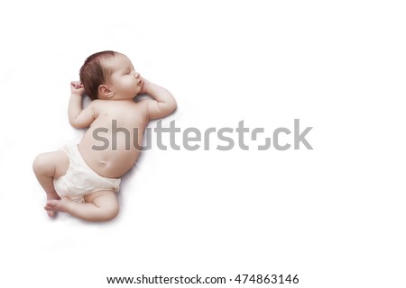 Similar – Newborn lying on bed embraced by her mother