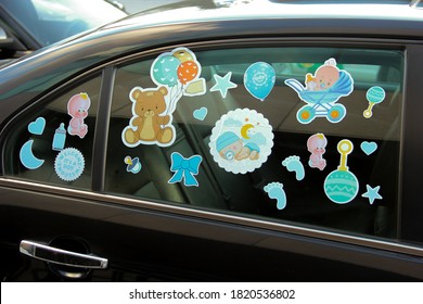 Newborn Baby Stickers On Car Window