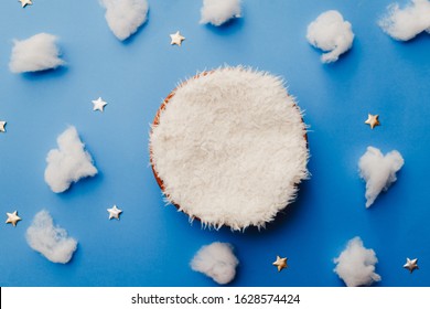 newborn digital background with clouds and stars on blue background