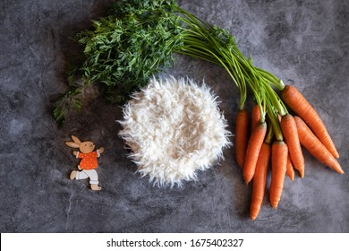 Newborn Digital Background. Easter Or Spring Backdrop With Fresh Carrots.