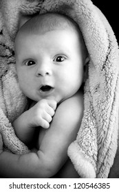 Newborn Infant In The Arms Of Mom, Black And White Photos, Monochrome