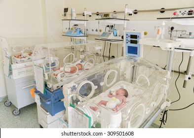 Newborn innocent babys are sleeping in incubators in the Obstetrics and Gynecology Hospital "Maichin dom" in Sofia, Bulgaria, March 18, 2015