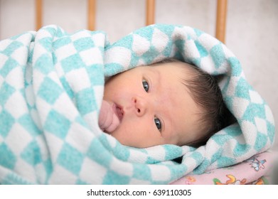 Newborn Jaundice, Baby Portrait In Blanket