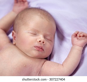 Newborn Little Child Baby Sleeping Sweet Lying Down Eyes Closed Face