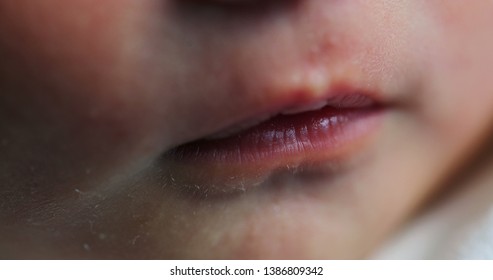 Newborn macro close-up of lips face detail sleeping
