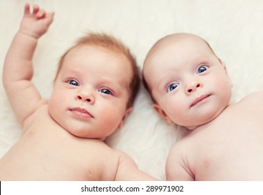 Newborn twins boy and girl