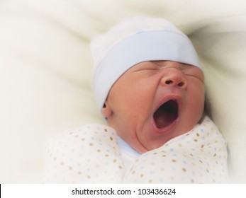 Newborn yawning