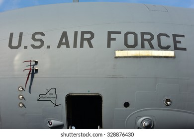 Newburgh, New York - August 29, 2015: US Air Force Airplane From Stewart Air Force Base.