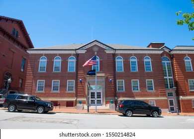 NEWBURYPORT, MA, USA - OCT. 15, 2019: Newburyport Police Department on Green Street in downtown Newburyport, Massachusetts, MA, USA.
