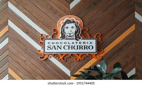 Newcastle, Australia - Apr 2021: Signboard Of Chocolateria San Churro Cafe At A Shopping Mall. It Is A Vibrant Chain Cafe Offering Churros And Decadent Desserts, Plus Organic, Fair-trade Coffee.