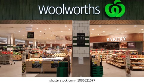 Newcastle, Australia - February 2018:  Front Shop View Of Woolworths Supermarkets. This Is An Australian Supermarket/grocery Store.