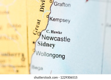 Newcastle. Australia On A Geography Map