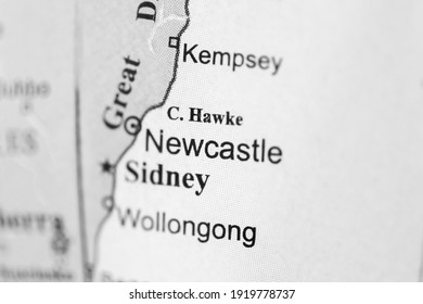 Newcastle. Australia On A Geography Map