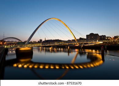 Newcastle And Gateshead Millennium Bridge At Sunset
