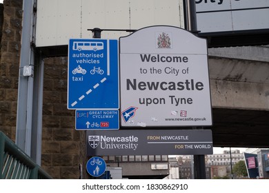 Newcastle UK - 10th Aug 2020: Welcome To The City Of Newcastle Upon Tyne Sign