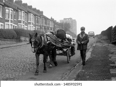 Newcastle, UK, CIRCA 1973, Ragman With Horse And Cart