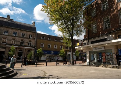 Newcastle Under Lyme, UK 08 29 2021 Town Square On A Sunny Day