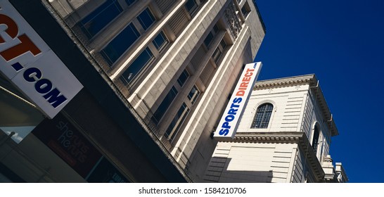 NEWCASTLE UPON TYNE, ENGLAND, UK -  SEPTEMBER 17, 2019: The Exterior Of Mike Ashley's Sports Direct Retail Sports Shop On Northumberland Street In The Centre Of Newcastle.