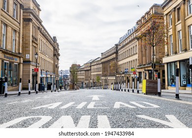 Newcastle Upon Tyne UK 21st March 2021: Grey Street In Newcastle Traffic Calming Measures