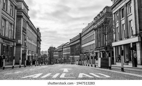 Newcastle Upon Tyne UK 21st March 2021: Grey Street In Newcastle Traffic Calming Measures