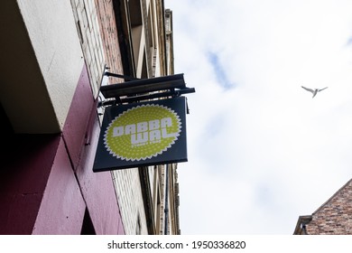 Newcastle Upon Tyne UK 21st March 2021: Dabbawal Indian Restaurant Exterior In Newcastle With Copy Space