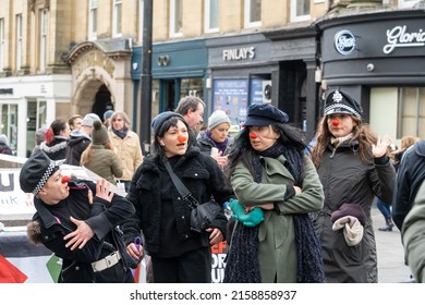 NEWCASTLE UPON TYNE, UNITED KINGDOM - Feb 12, 2022: A Closeup Shot Of People Protesting For Civil Liberties In Newcastle Upon Tyne, UK