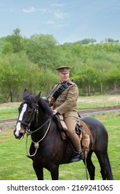 Newcastle-under-Lyme ,Staffordshire-united kingdom May, 15, 2016  British Army WW1 cavalry soldiers seen with their swords raised, ready to fight with typical ww1 uniform