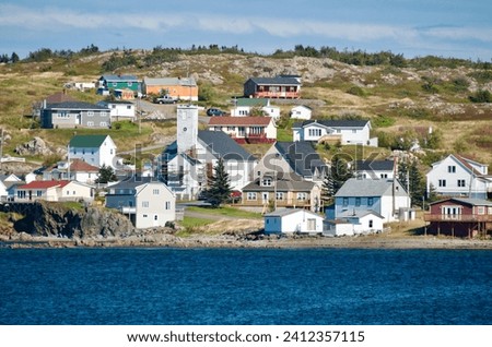 Newfoundland Twillingate Seaside Village with South Side United Church and Houses