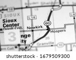 Newkirk. Iowa. USA on a map