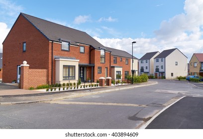 Newly built homes in a residential estate in England.                                