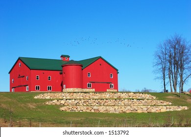 Newly Built And Landscaped Amish Barn