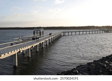 The newly built Prerow pier in the winter sunset - Powered by Shutterstock - Get 15% off with code: PIKWIZARD15