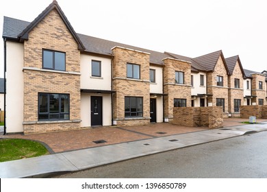 Newly Built Row Houses For Sale In Ireland On A Cloudy Winter Day