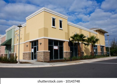 Newly Constructed Commercial Mall With Stone Accents