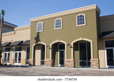 Newly Constructed Commercial Mall With Stone Accents