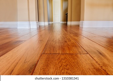 Newly installed hardwood floor patched and refinished - Shutterstock ID 1310381341