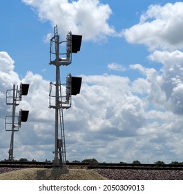 Newly Installed Railroad Signals On The BNSF Railway In The Kansas Flint Hills