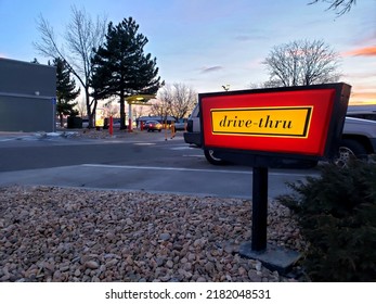 Newly Renovated McDonald's in the evening - Drive Thru Sign (Longmont, Colorado, USA) - 03\06\2021