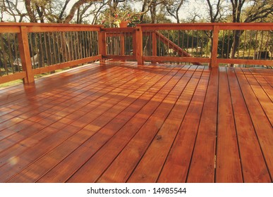 Newly Stained Deck in Backyard
