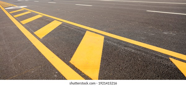 newly street asphalt road, Asphalt road as abstract background, yellow line on the road texture.